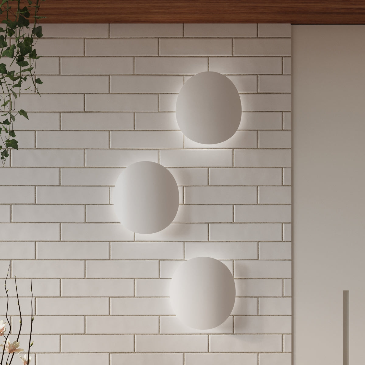 Applique Murale Ombre Douce Galet en Métal Blanc Mat