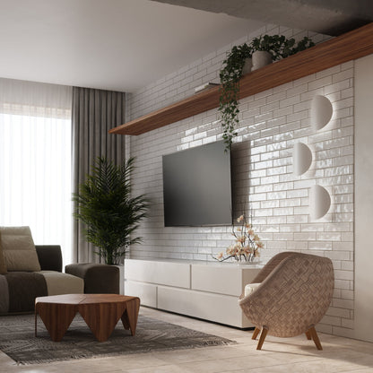 Applique Murale Ombre Douce Galet en Métal Blanc Mat