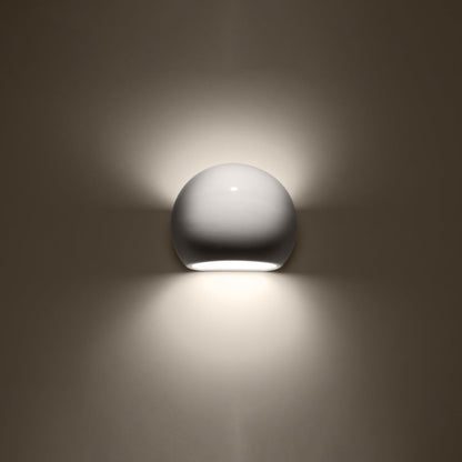 Applique Murale Globe Céramique Vernie Blanc Brillant
