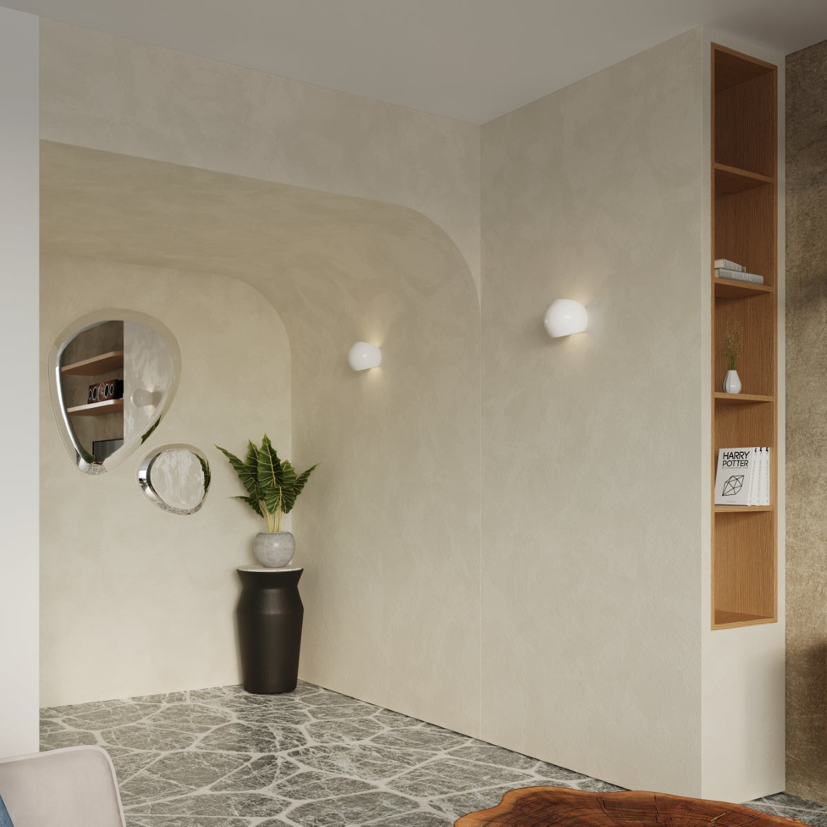 Applique Murale Globe Céramique Vernie Blanc Brillant