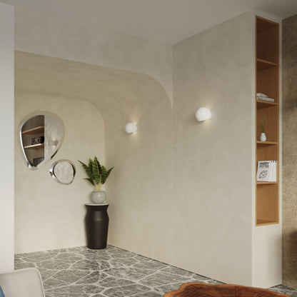 Applique Murale Globe Céramique Vernie Blanc Brillant