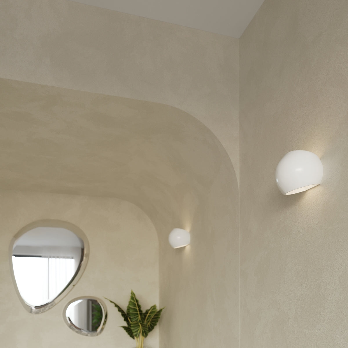 Applique Murale Globe Céramique Vernie Blanc Brillant