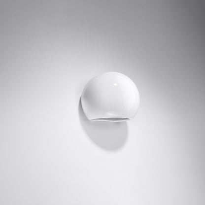 Applique Murale Globe Céramique Vernie Blanc Brillant
