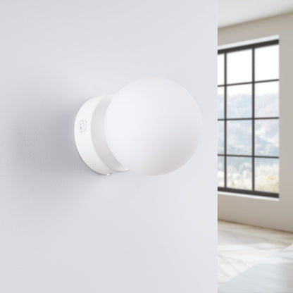 Applique Globe Solis en Verre Opalin Blanc