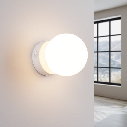 Applique Globe Solis en Verre Opalin Blanc