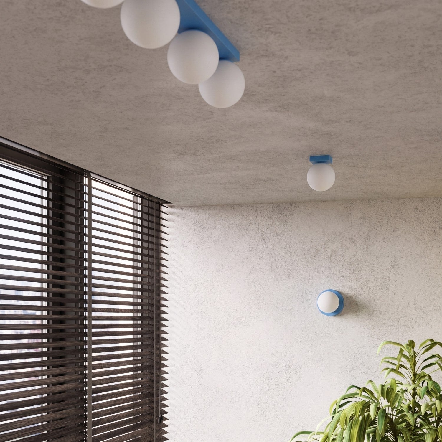 Applique Globe Solis en Verre Opalin Bleu Ciel