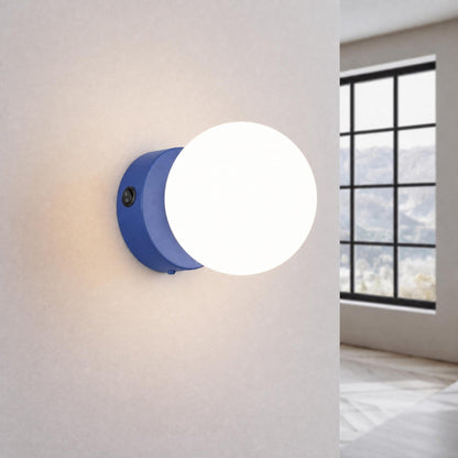 Applique Globe Solis en Verre Opalin Bleu Outremer