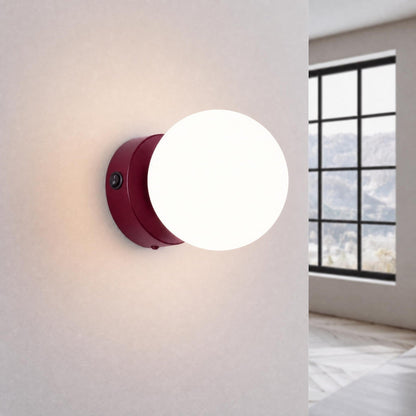 Applique Globe Solis en Verre Opalin Bordeaux