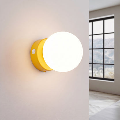 Applique Globe Solis en Verre Opalin Jaune