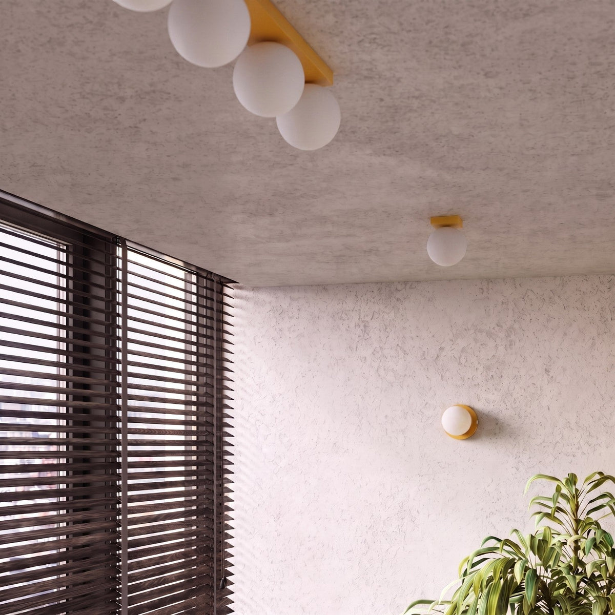 Applique Globe Solis en Verre Opalin Jaune