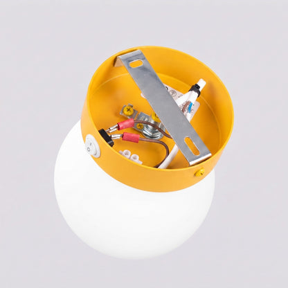 Applique Globe Solis en Verre Opalin Jaune