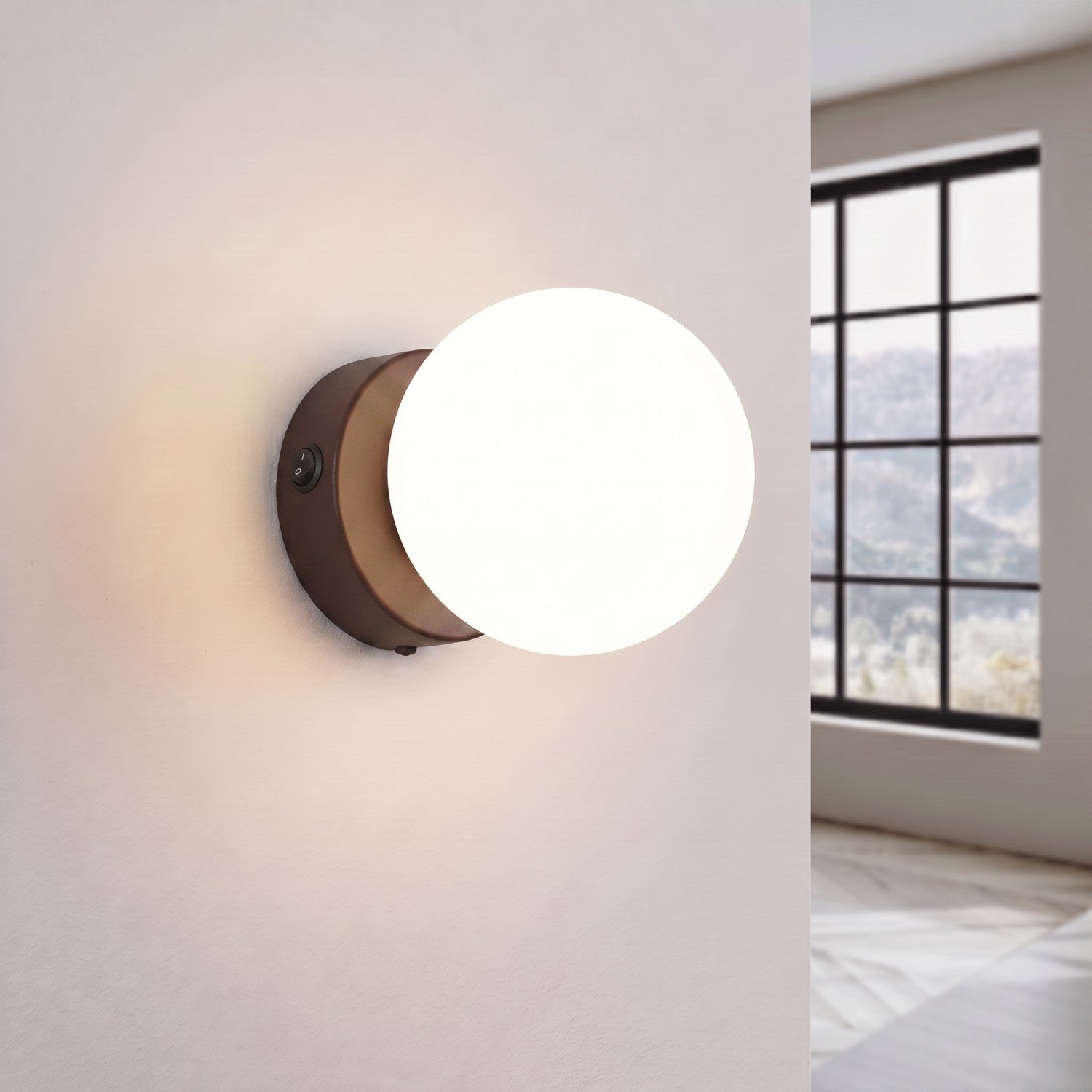 Applique Globe Solis en Verre Opalin Marron