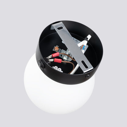 Applique Globe Solis en Verre Opalin Noir
