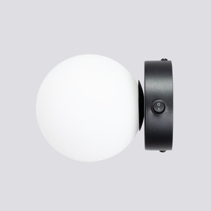 Applique Globe Solis en Verre Opalin Noir