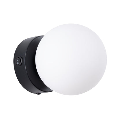 Applique Globe Solis en Verre Opalin Noir