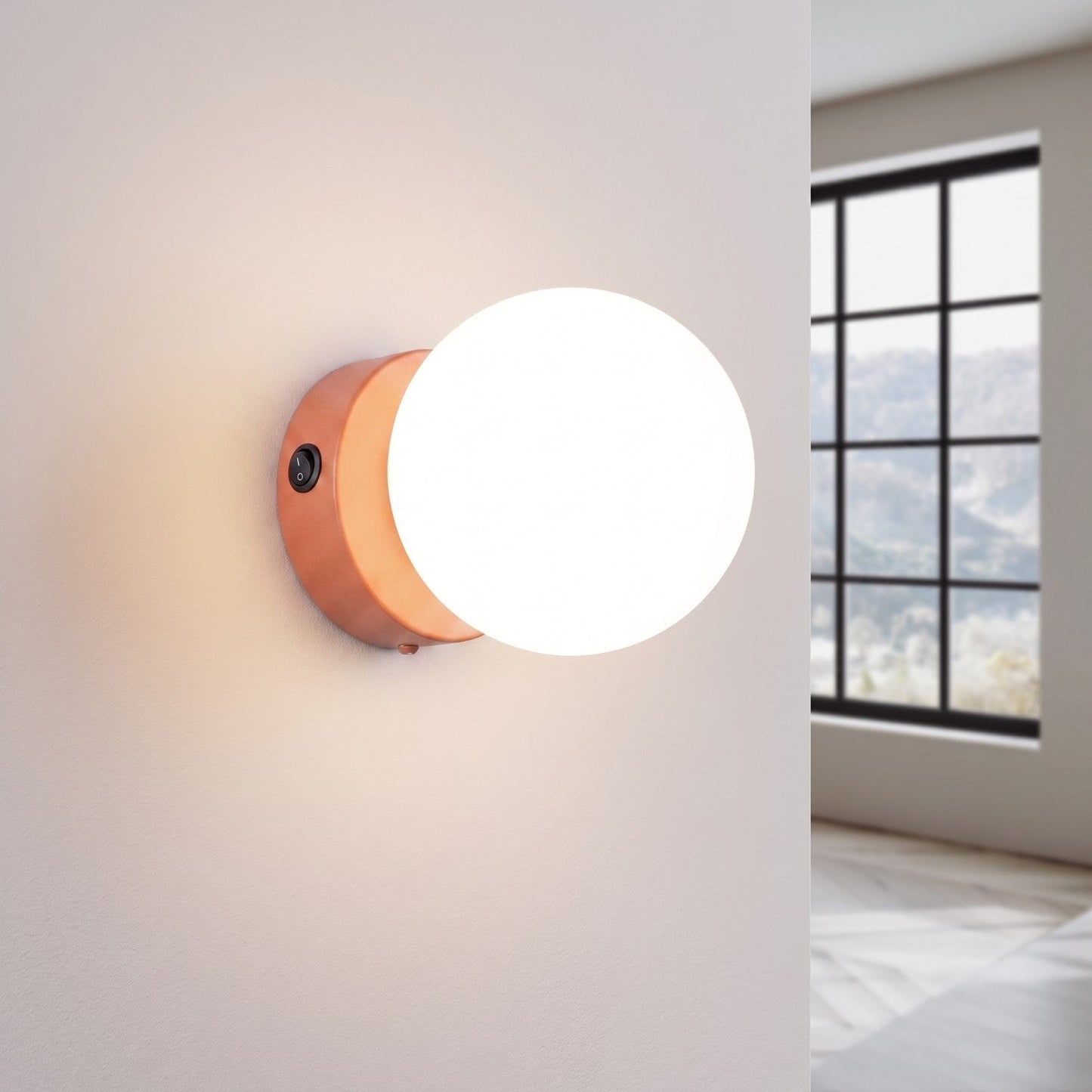 Applique Globe Solis en Verre Opalin Ocre Rouge