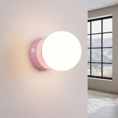 Applique Globe Solis en Verre Opalin Rose