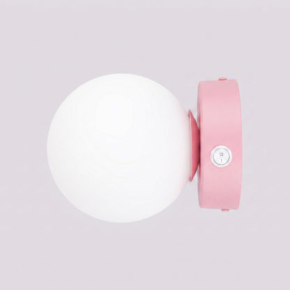 Applique Globe Solis en Verre Opalin Rose