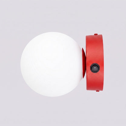 Applique Globe Solis en Verre Opalin Rouge