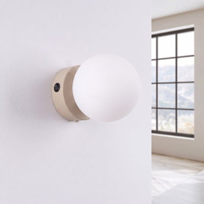 Applique Globe Solis en Verre Opalin Taupe