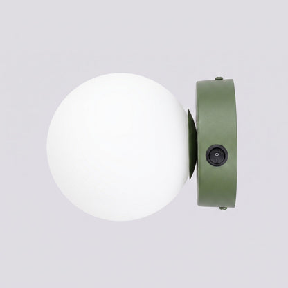 Applique Globe Solis en Verre Opalin Vert Olive