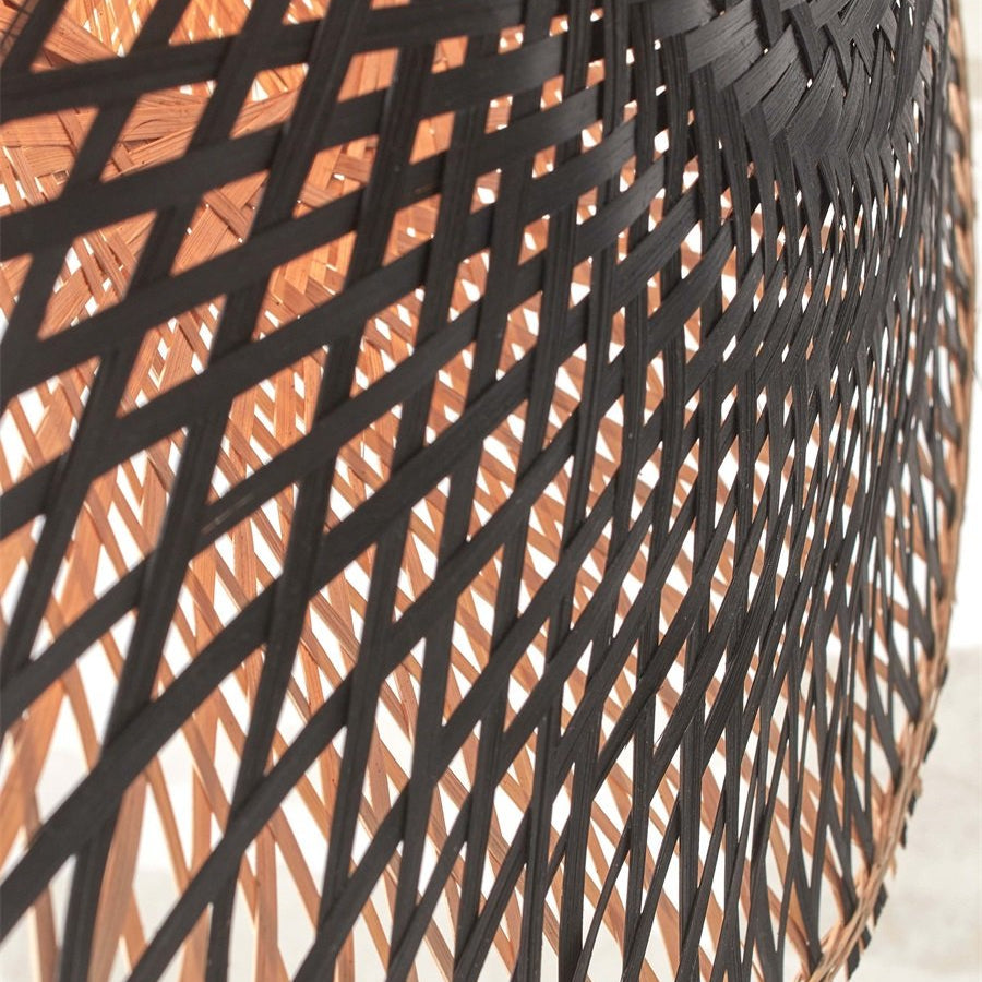 Applique Murale Kalimantan Bambou Tressé Noir et Naturel 44 cm