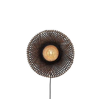 Applique Murale Kalimantan Bambou Tressé Noir et Naturel 44 cm