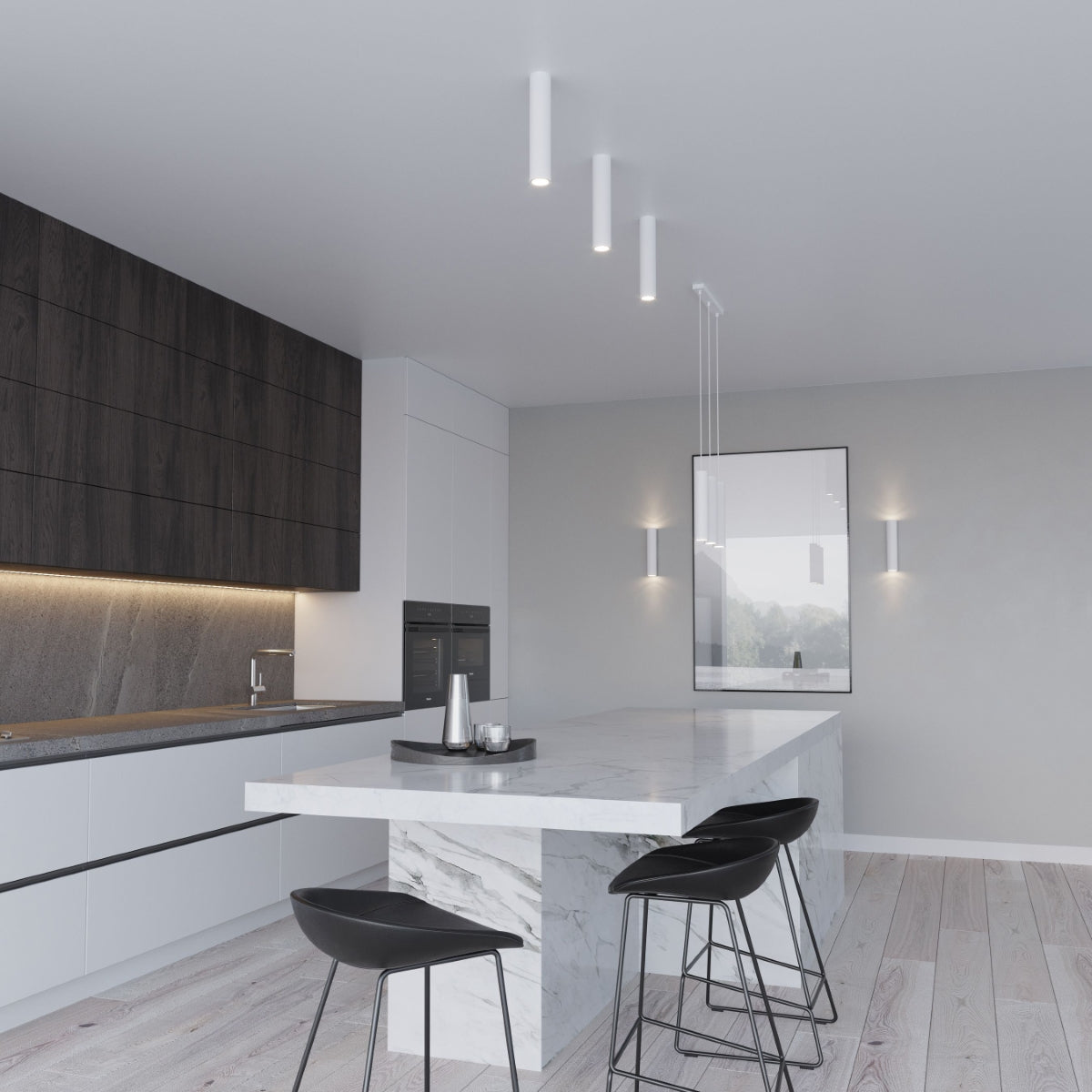 Applique Murale Long Cylindre Blanche en Acier
