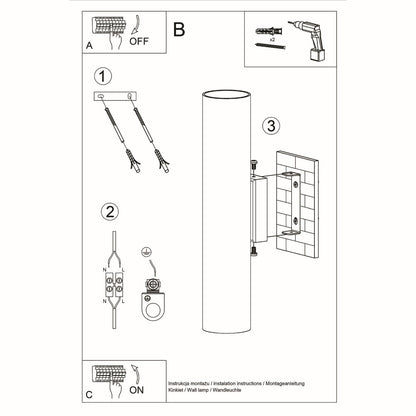 Applique Murale Long Cylindre Blanche en Acier