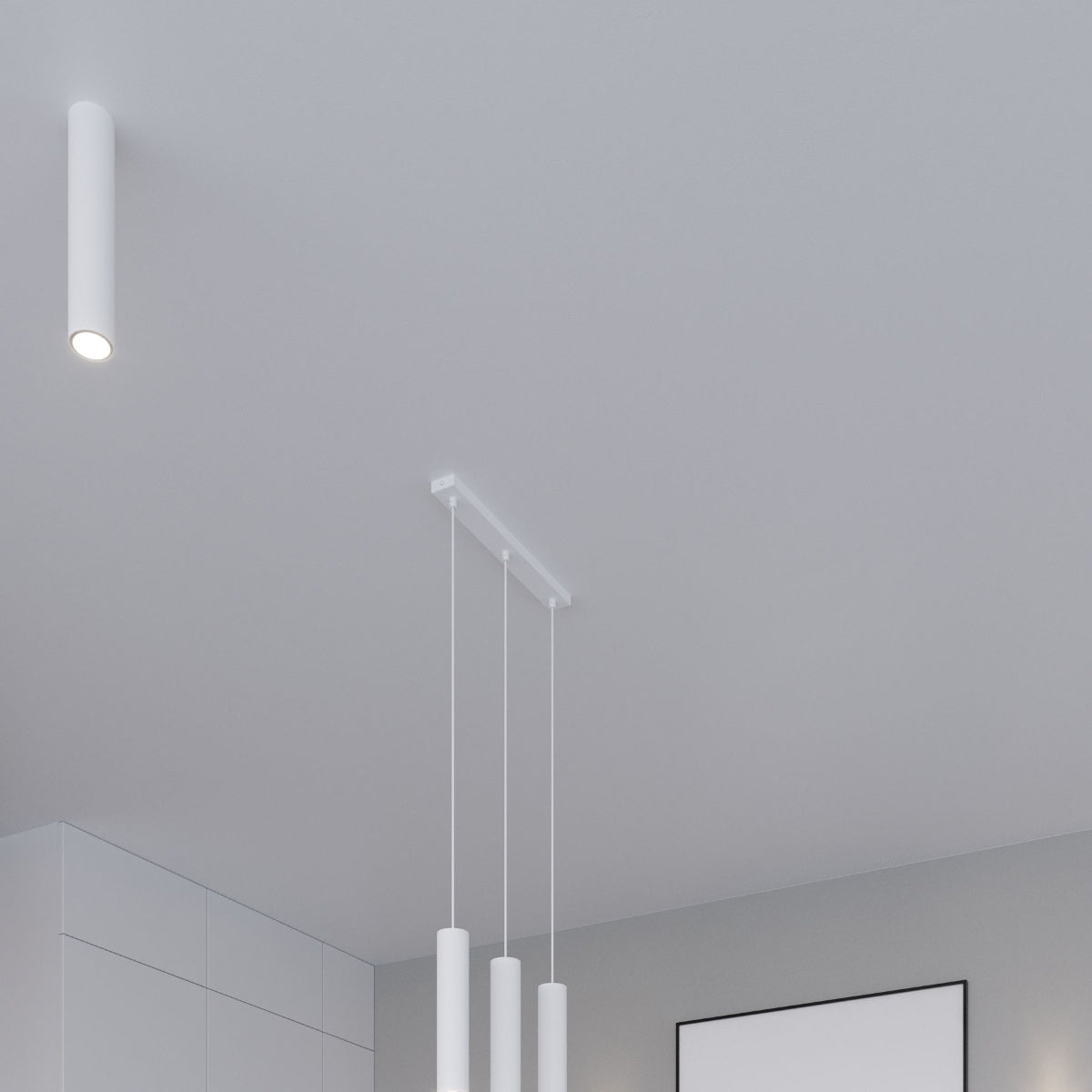 Applique Murale Long Cylindre Blanche en Acier