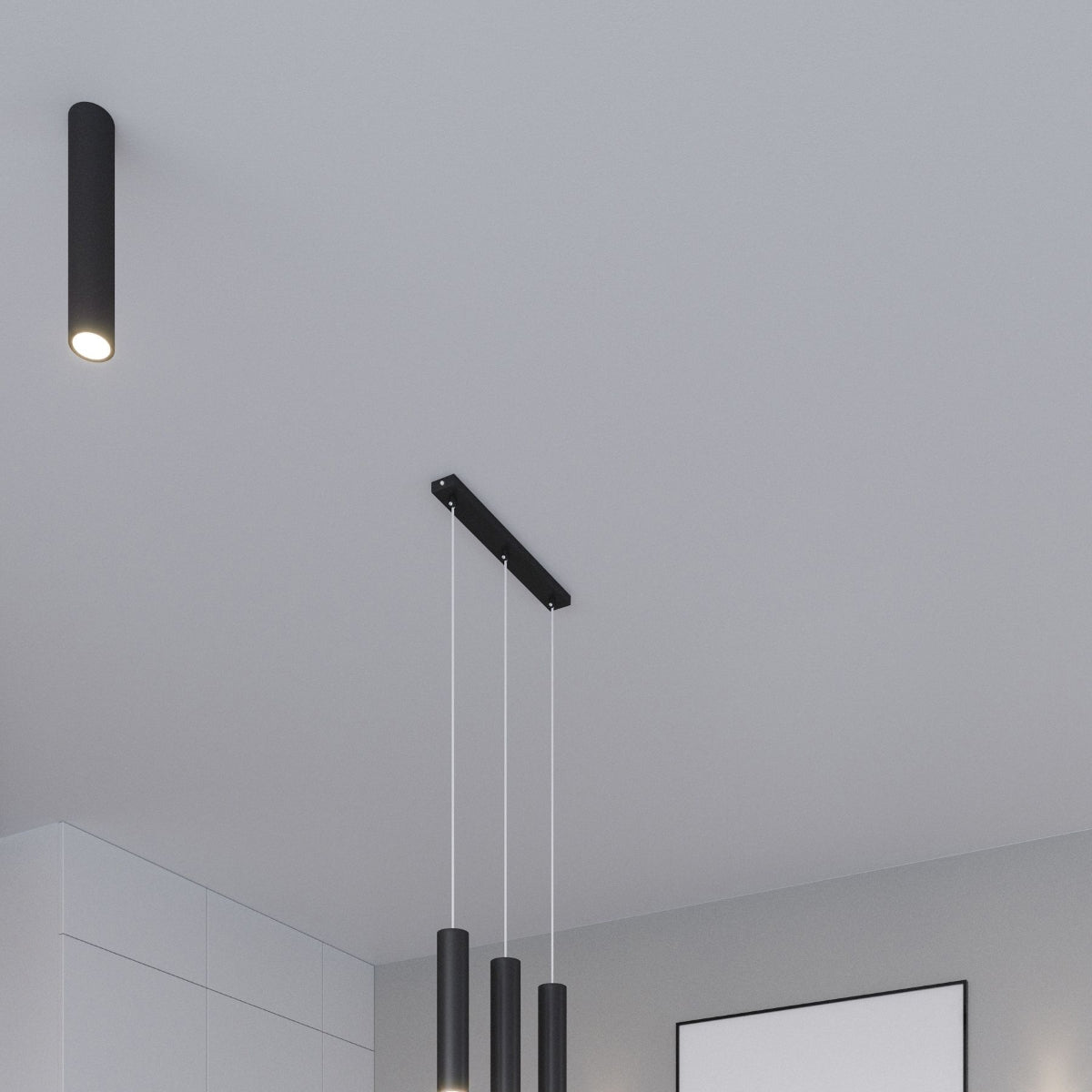 Applique Murale Long Cylindre Noire en Acier