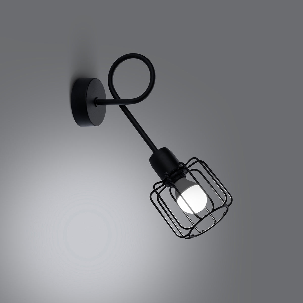 Applique Murale Longue Cage Orientable Acier Noir