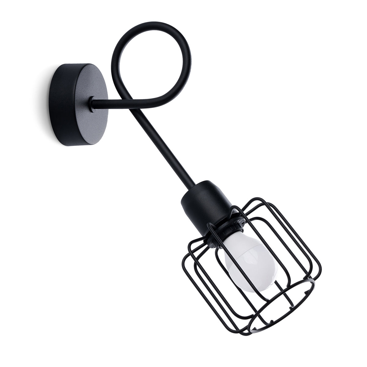 Applique Murale Longue Cage Orientable Acier Noir