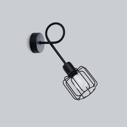 Applique Murale Longue Cage Orientable Acier Noir