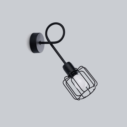 Applique Murale Longue Cage Orientable Acier Noir