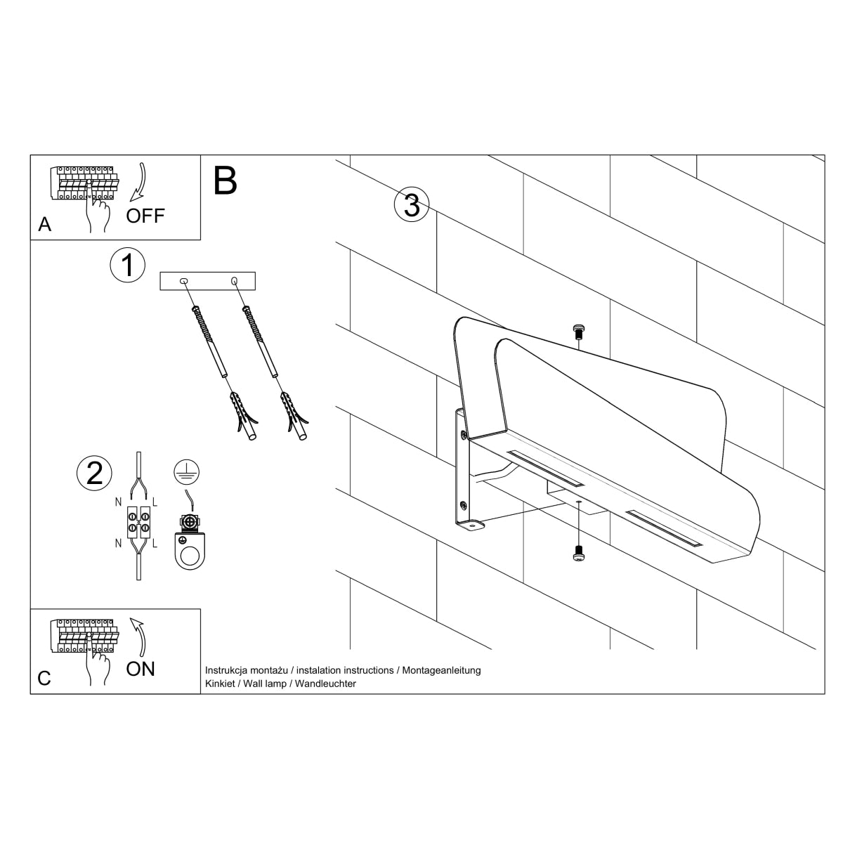 Applique murale Acier Blanc Design Horizontal 40 cm
