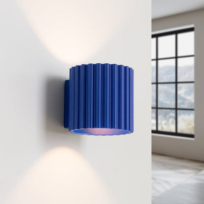 Applique Murale Aura Aluminium Cannelé Bleu Outremer