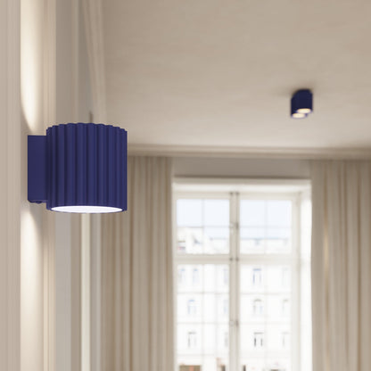 Applique Murale Aura Aluminium Cannelé Bleu Outremer