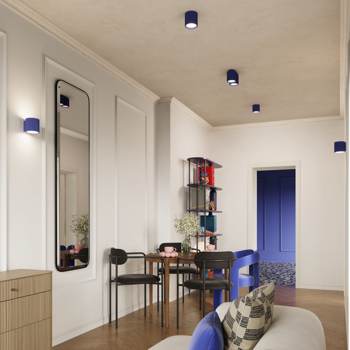 Applique Murale Aura Aluminium Cannelé Bleu Outremer