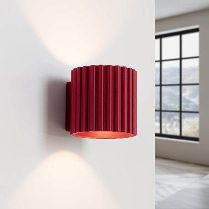 Applique Murale Aura Aluminium Cannelé Bordeaux