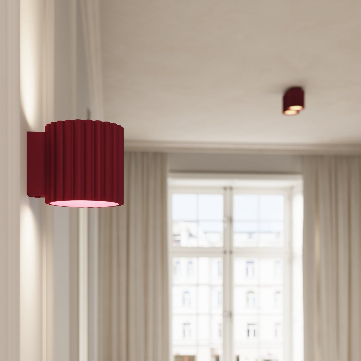 Applique Murale Aura Aluminium Cannelé Bordeaux