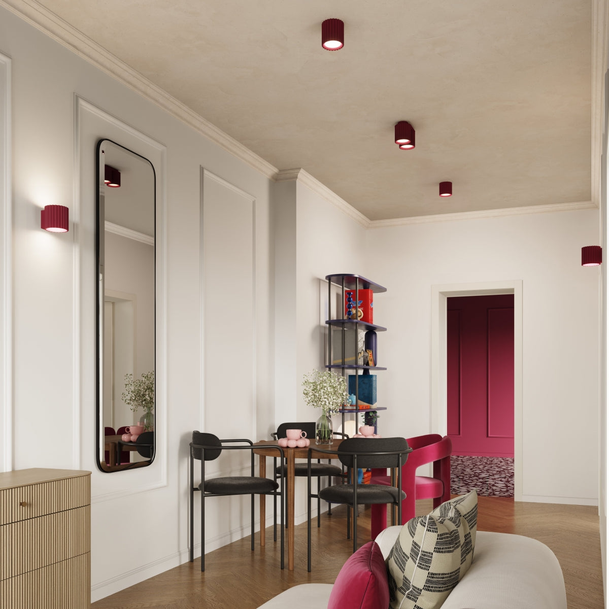 Applique Murale Aura Aluminium Cannelé Bordeaux