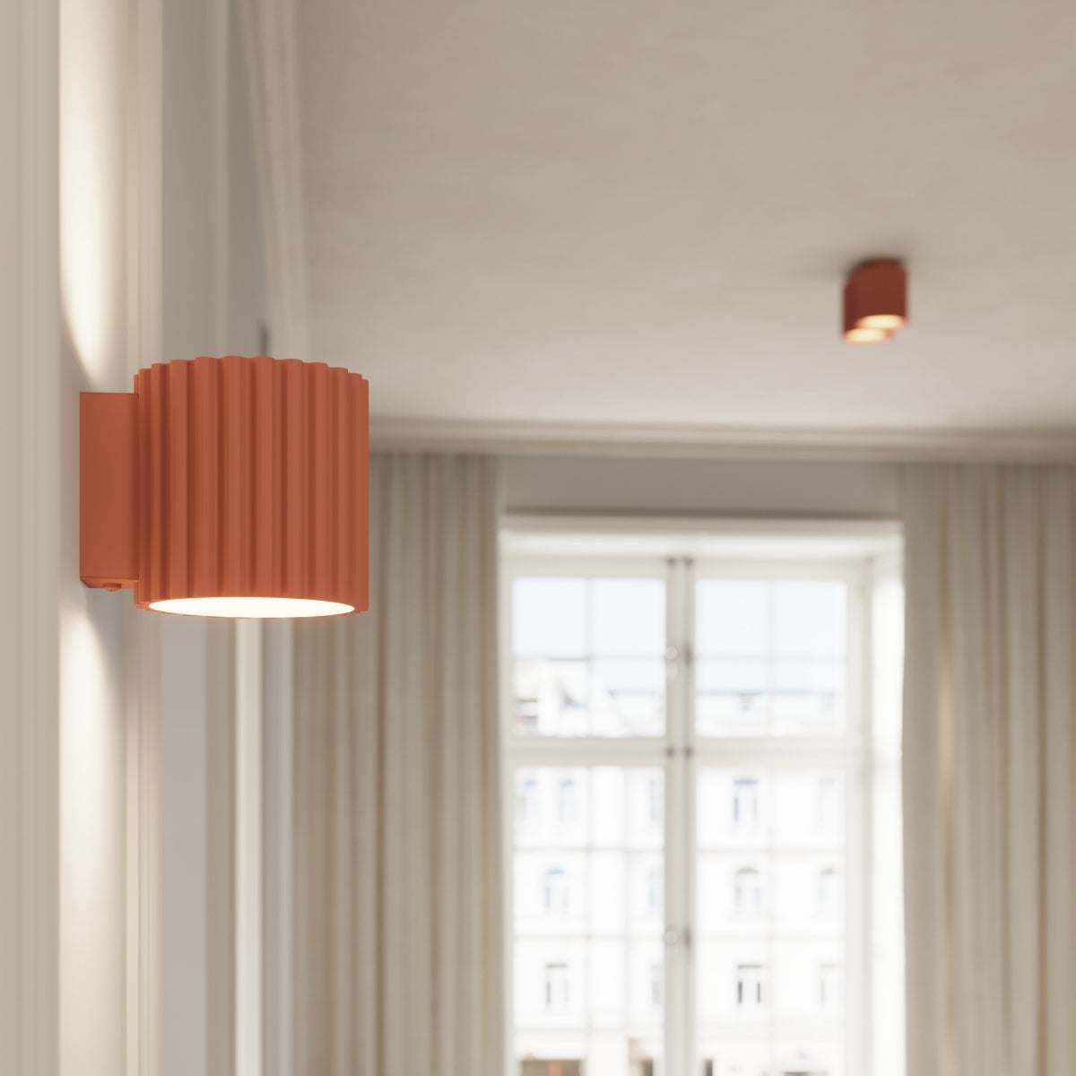 Applique Murale Aura Aluminium Cannelé Pêche