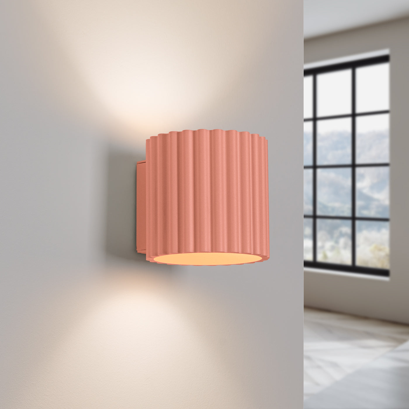 Applique Murale Aura Aluminium Cannelé Pêche