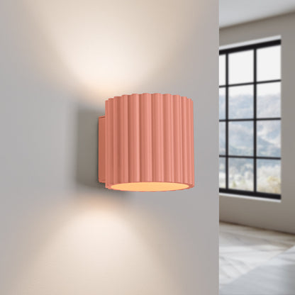 Applique Murale Aura Aluminium Cannelé Pêche