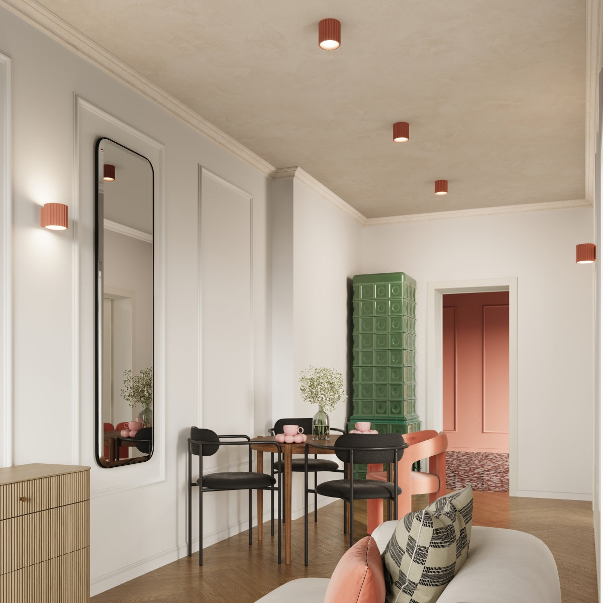 Applique Murale Aura Aluminium Cannelé Pêche