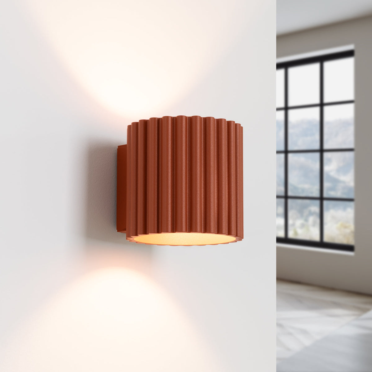 Applique Murale Aura Aluminium Cannelé Rouge Ocre