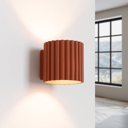 Applique Murale Aura Aluminium Cannelé Rouge Ocre