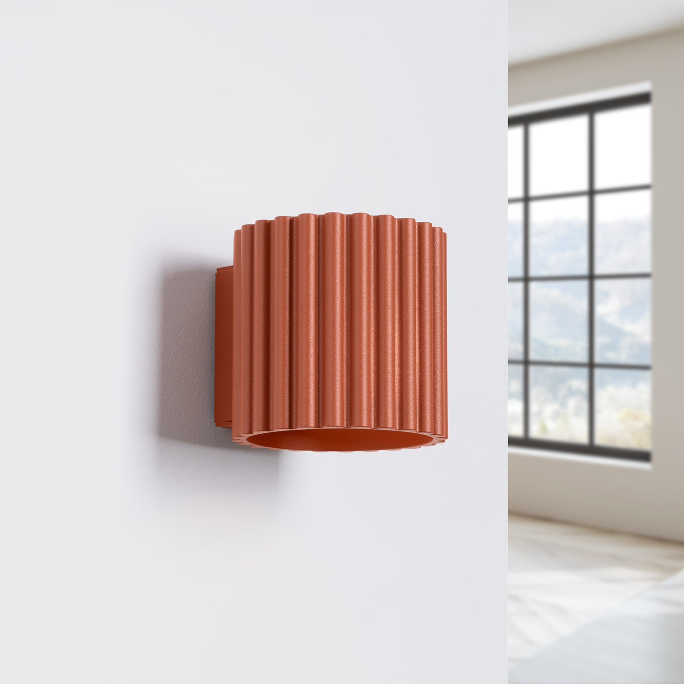 Applique Murale Aura Aluminium Cannelé Rouge Ocre