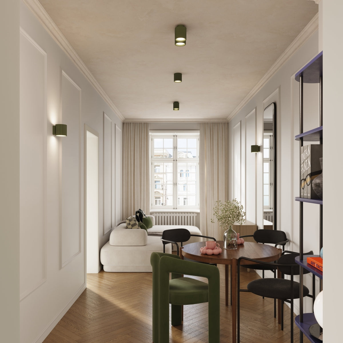 Applique Murale Aura Aluminium Cannelé Vert Olive